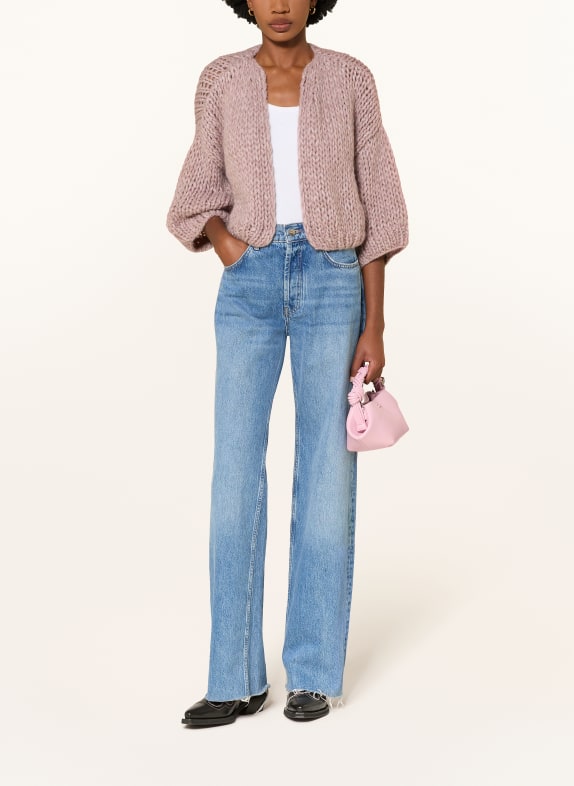 MAIAMI Gebreid openvallend vest met 3/4-mouwen en alpaca ROSÉ