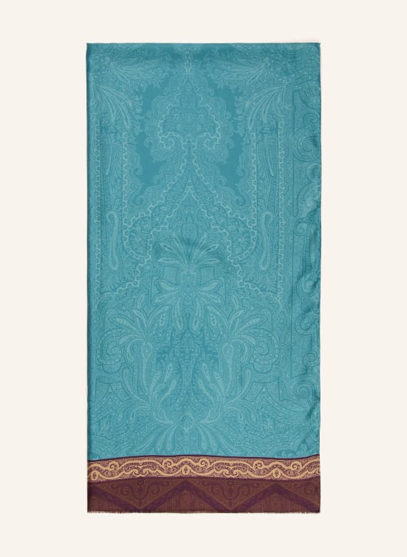 Barbieri Zijden sjaal NEONBLAUW / LICHTBRUIN / MARRON FONCÉ