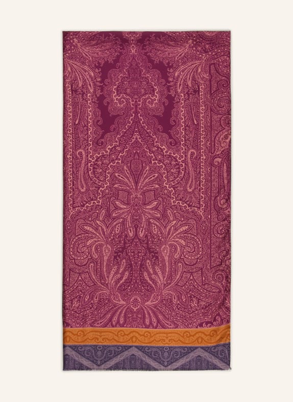 Barbieri Zijden sjaal DONKERROOD / PAARS / ORANJE