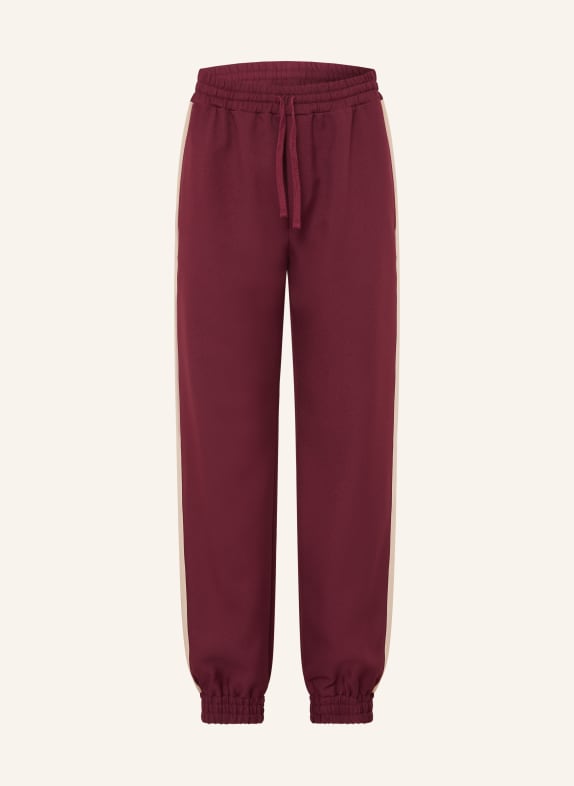 VALENTINO Track Pants VGOLD mit Galonstreifen DUNKELROT / BEIGE