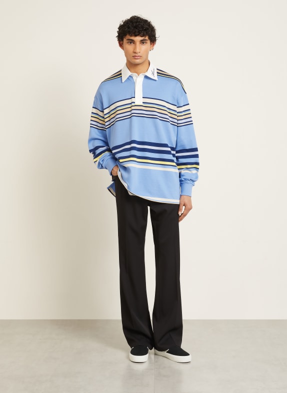 AMIRI Gebreid poloshirt LICHTBLAUW / GEEL / DONKERBLAUW