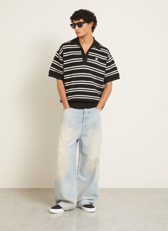 AMIRI Gebreid poloshirt ZWART / CRÈME