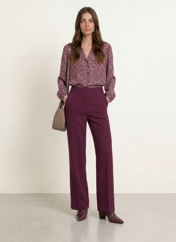 MARC CAIN WARRI wide-leg trousers 296 winetasting