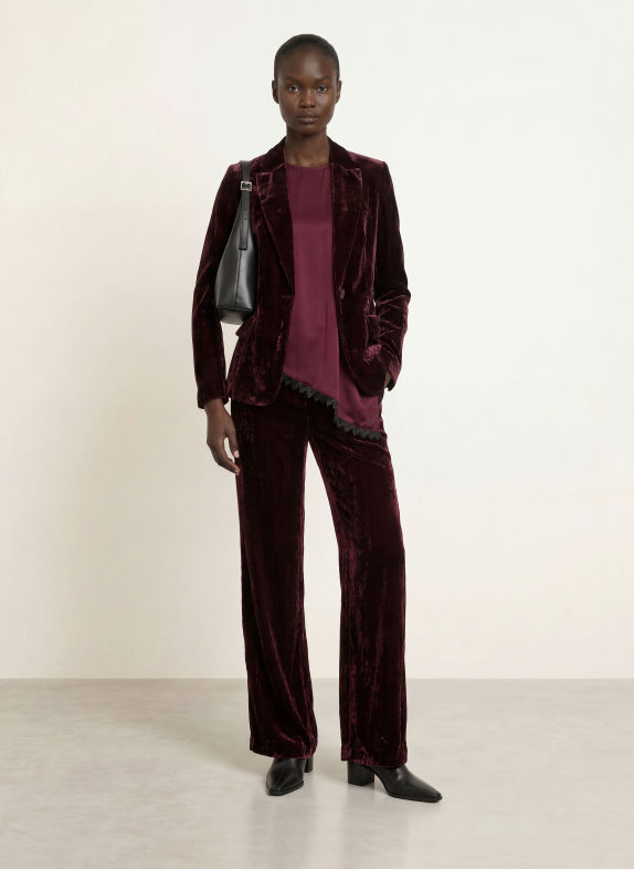 MARC CAIN Wide-leg trousers WARRI in Velvet 296 winetasting