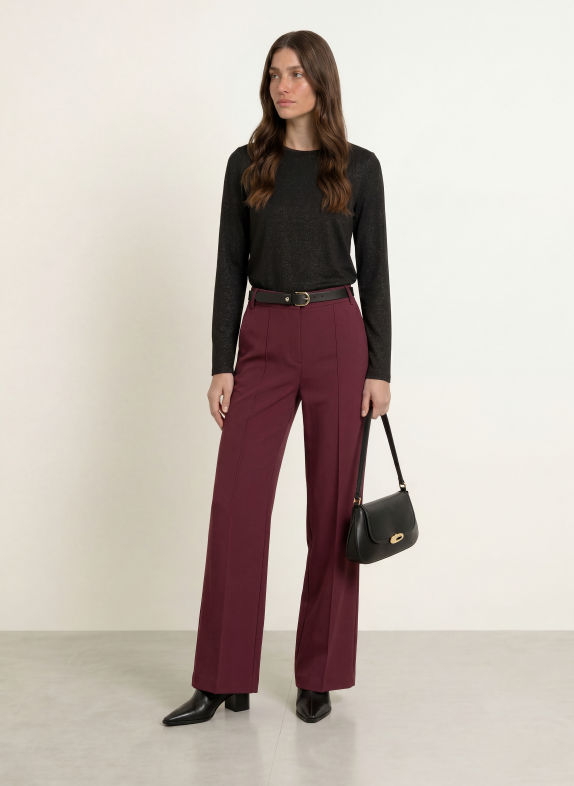 MARC CAIN Long-sleeve shirt with glitter yarn 900 black new