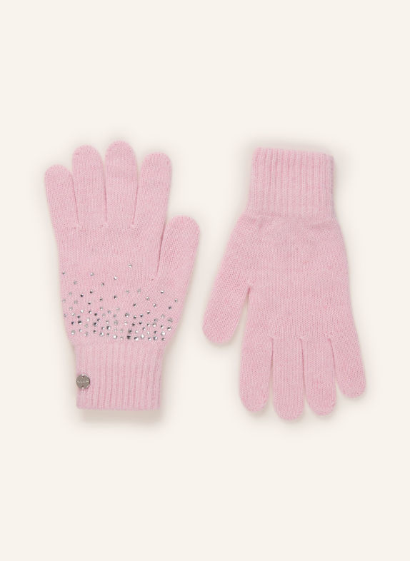 MARC CAIN Gloves with gemstones 208 chalk pink