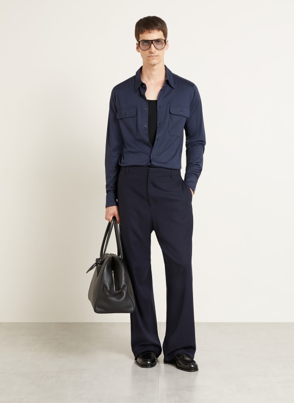 TOM FORD Košile Regular Fit s hedvábím TMAVĚ MODRÁ