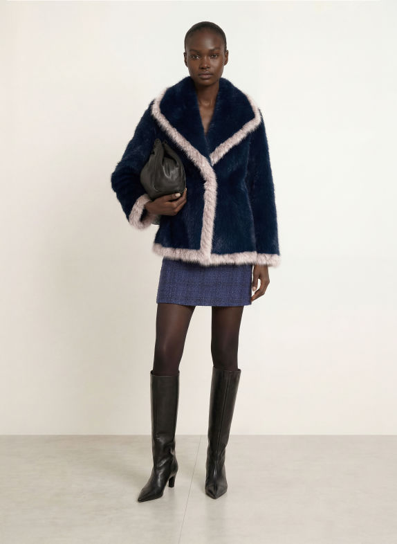 MARC CAIN Jas van imitatiebont 393 pageant blue