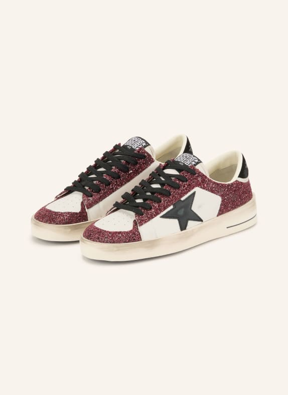 GOLDEN GOOSE Sneakers STARDAN WIT / DONKERROOD / ZWART