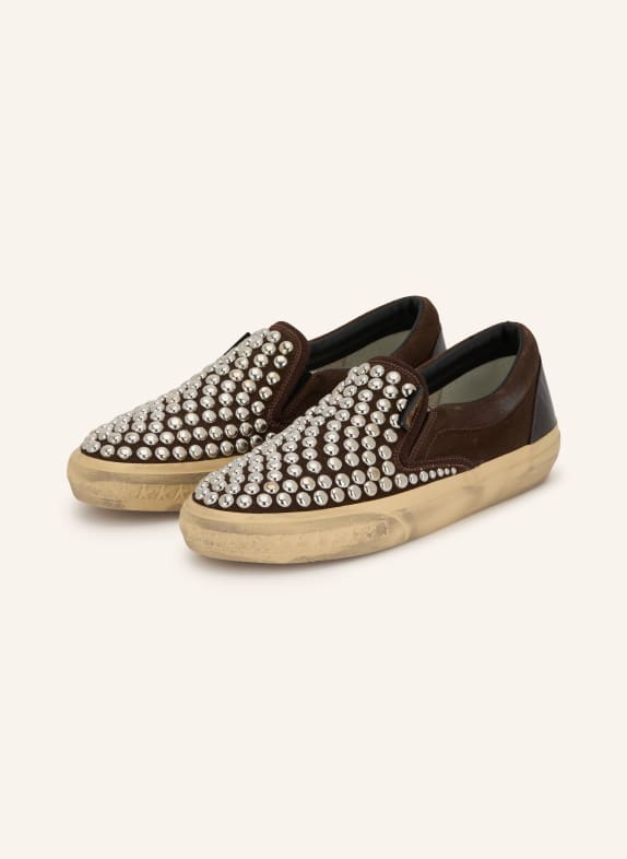 GOLDEN GOOSE VCE Instapsneakers met studs MARRON FONCÉ / ZILVER / ZWART