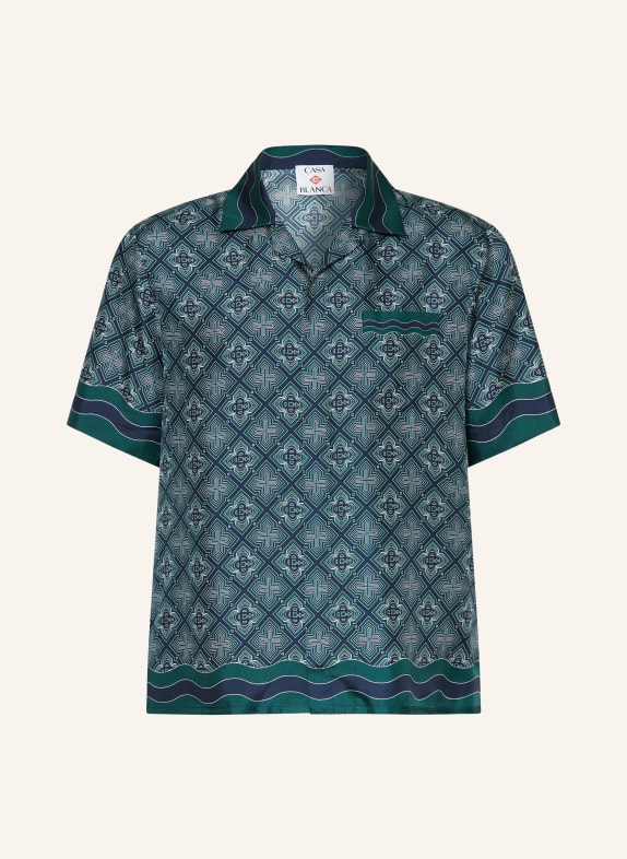 Casablanca Resort-overhemd Comfort Fit van zijde DONKERGROEN / CRÈME / DONKERBLAUW