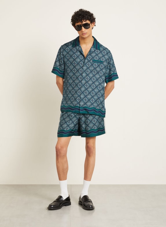 Casablanca Resort-overhemd Comfort Fit van zijde DONKERGROEN / CRÈME / DONKERBLAUW