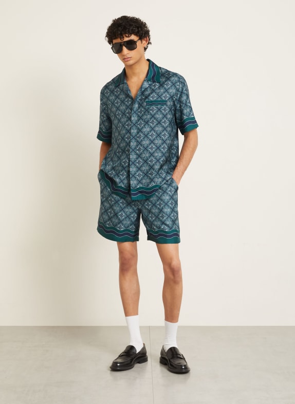 Casablanca Zijden shorts DONKERGROEN / CRÈME / DONKERBLAUW