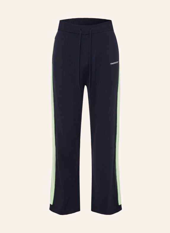 Casablanca Merinowool knit pants with braided stripes DARK BLUE / LIGHT GREEN / WHITE