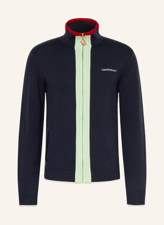 Casablanca Merinowool Cardigan DARK BLUE / RED / LIGHT GREEN