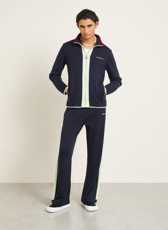 Casablanca Vest van merinowol DONKERBLAUW / ROOD / LICHTGROEN
