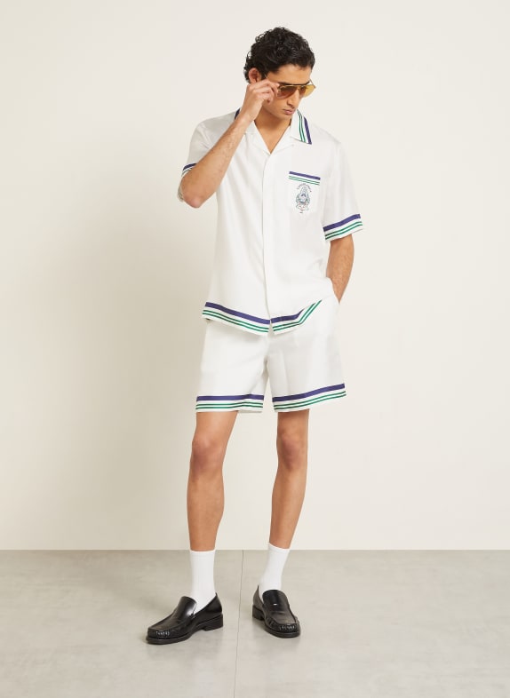 Casablanca Zijden shorts WIT / GROEN / DONKERBLAUW