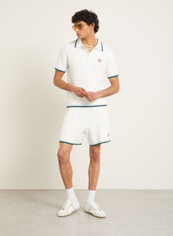 Casablanca Badstof Poloshirt, slim fit CRÈME / DONKERGROEN / LICHTBLAUW