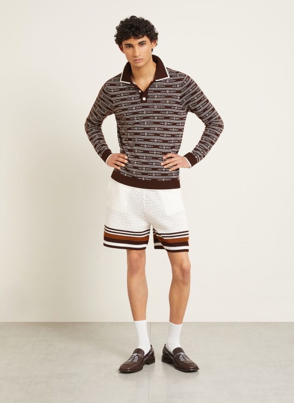 Casablanca Gebreid poloshirt MARRON FONCÉ / CRÈME