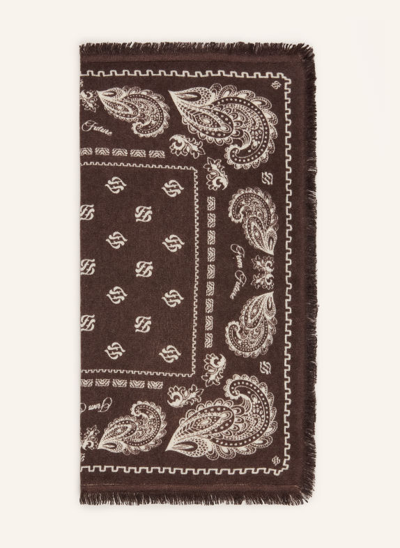 FROM FUTURE Foulard en cachemire MARRON FONCÉ / CRÈME