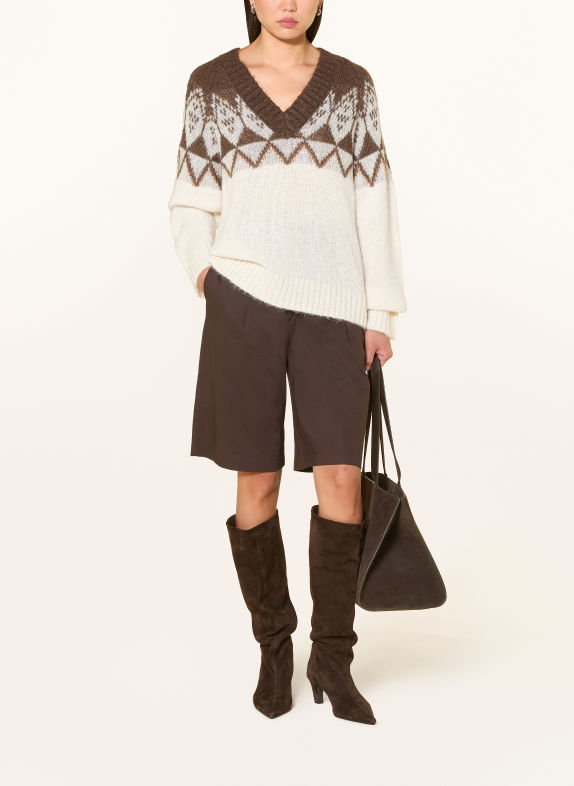 SOFIE SCHNOOR Trui ALLEGRASW MARRON FONCÉ / WIT