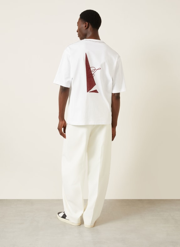 JACQUEMUS Oversized-shirt LE T-shirt BATEAU WIT / DONKERROOD