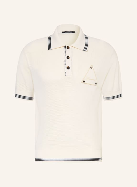 JACQUEMUS Pletená polokošile LE POLO VOILIER s hedvábím BÍLÁ