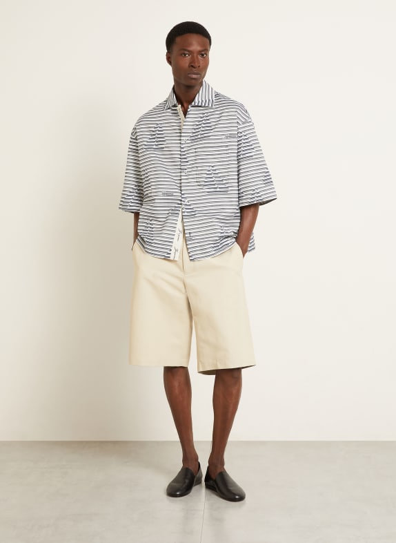 JACQUEMUS Overhemd met korte mouwen LA CHEMISE PLAGE Comfort Fit WIT / DONKERBLAUW