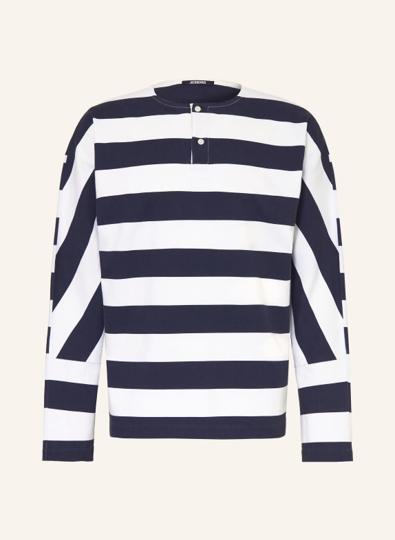 JACQUEMUS Bluzka typu henley LE TSHIRT MARINIERE ML GRANATOWY / BIAŁY