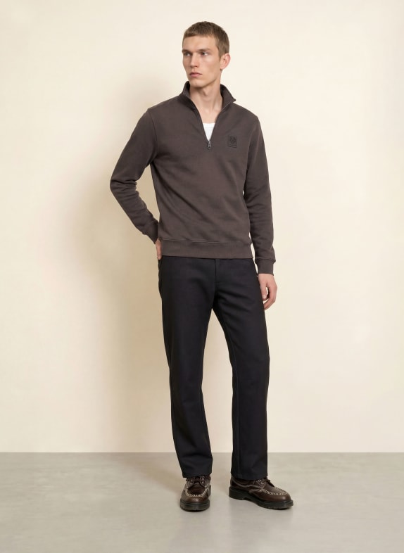 BELSTAFF Sweater met halve rits CURATOR DONKERGRIJS