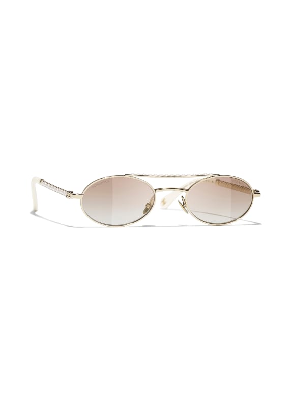CHANEL Ovale Sonnenbrille GOLD/ HELLBRAUN VERLAUF