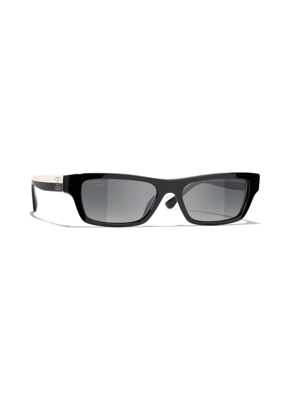 CHANEL Rectangular sunglasses with gemstones BLACK/ GRADIENT GREY POLAR