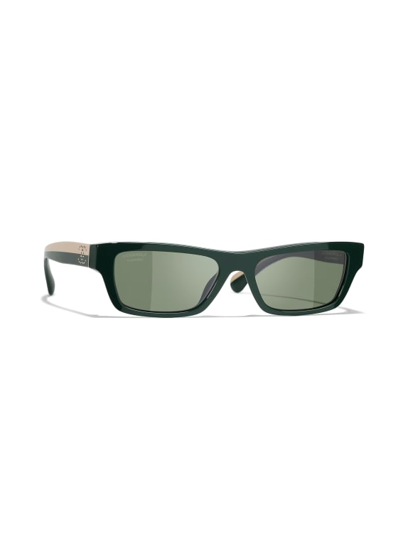 CHANEL Rectangular sunglasses with gemstones GREEN/ POLAR DARK GREEN