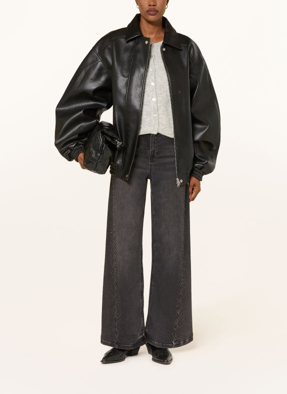 RAFFAELLO ROSSI Jean wide leg SVENTY avec strass 980 ASPHALT
