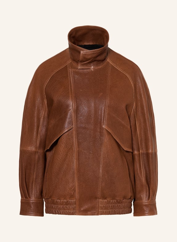 NOUR HAMMOUR Veste en cuir ARISTE MARRON