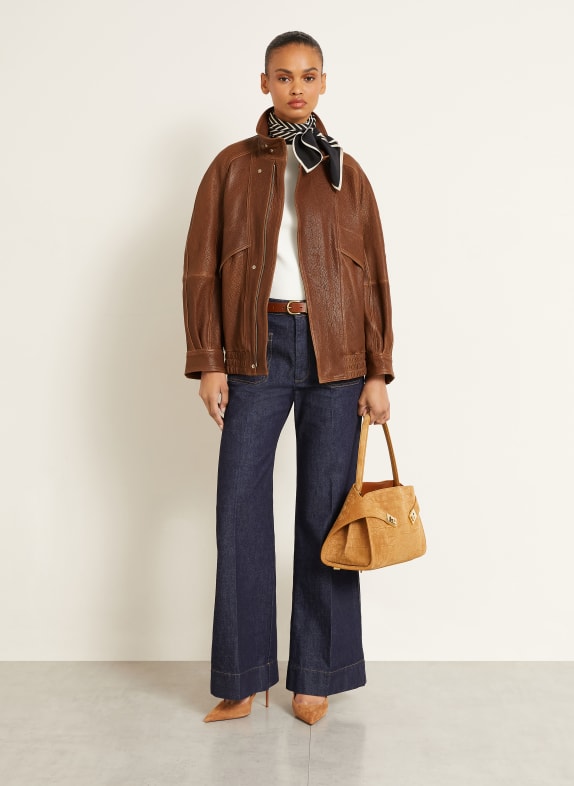 NOUR HAMMOUR Veste en cuir ARISTE MARRON