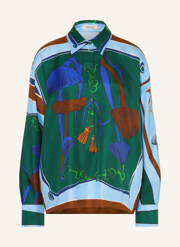 DOROTHEE SCHUMACHER Blusenshirt COSMIC FUNGHI aus Seide GRÜN / BRAUN / HELLBLAU