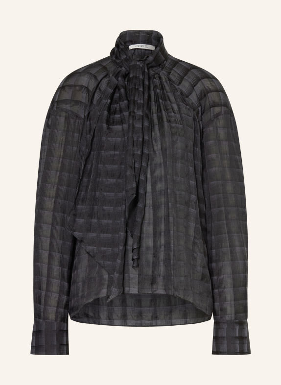 DOROTHEE SCHUMACHER Tie-neck blouse with Silk BLACK / DARK GRAY