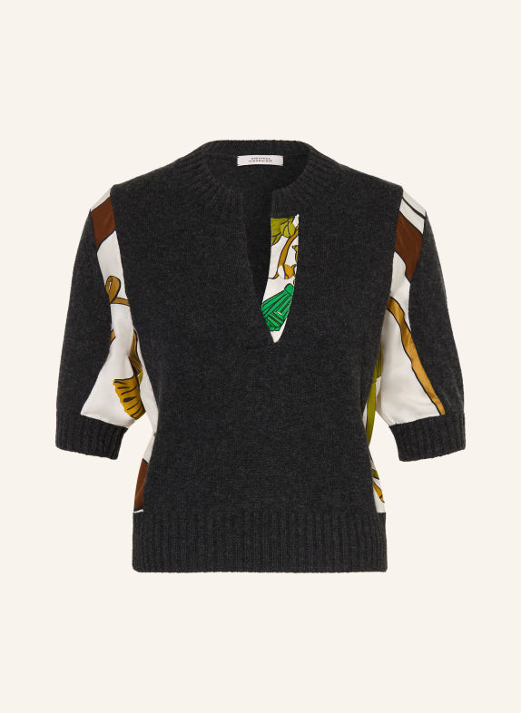 DOROTHEE SCHUMACHER Strickshirt FOULARD STATEMENTS im Materialmix mit Cashmere DUNKELGRAU / GRÜN / WEISS