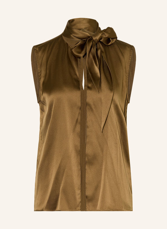DOROTHEE SCHUMACHER SENSE OF SHINE Satin Top with Bow KHAKI