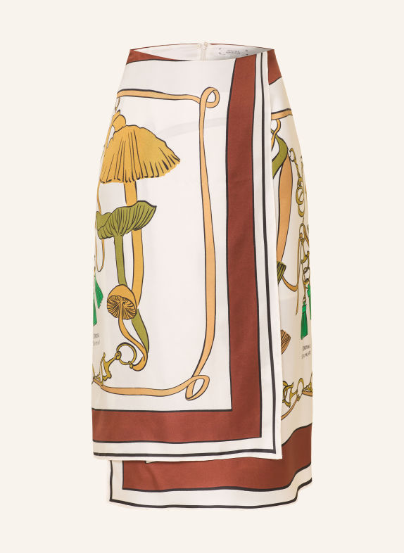 DOROTHEE SCHUMACHER COSMIC FUNGHI Silk Wrap-Style Skirt ECRU / BROWN / GREEN