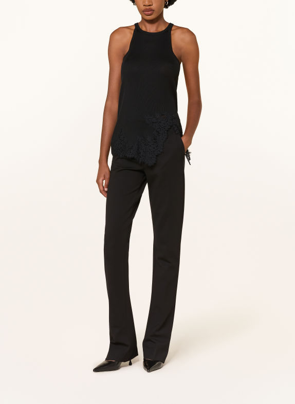 DOROTHEE SCHUMACHER Top PURE SLEEKNESS med blonder SORT