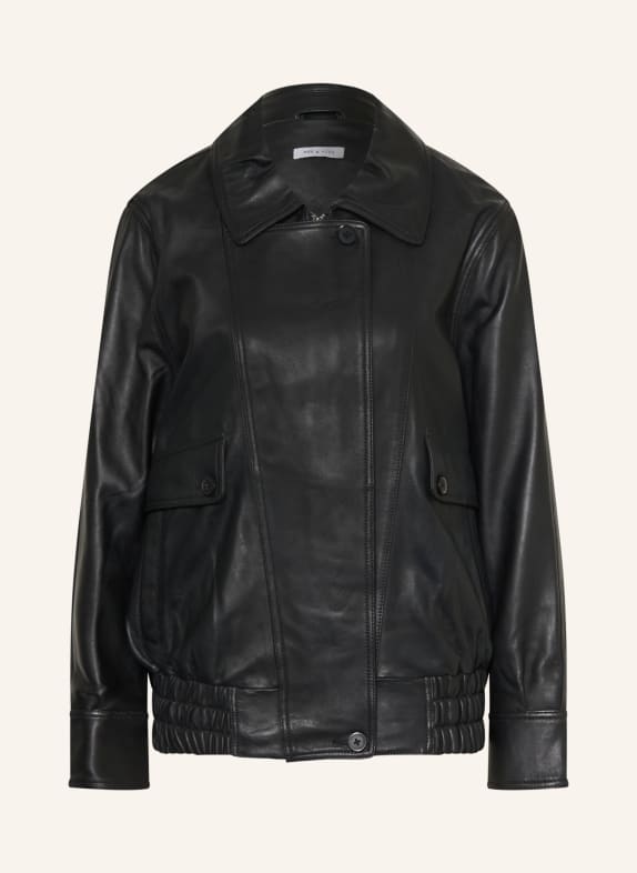MRS & HUGS Oversized leather jacket BLACK