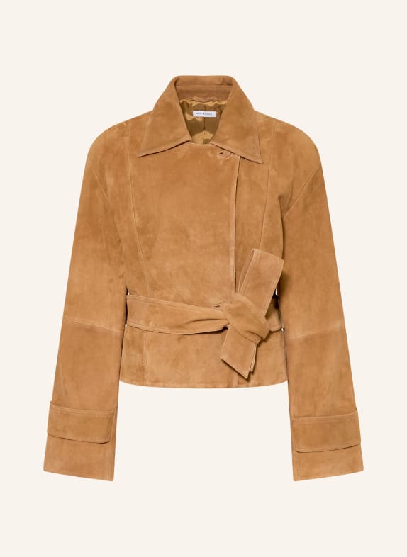 MRS & HUGS Veste en cuir COGNAC