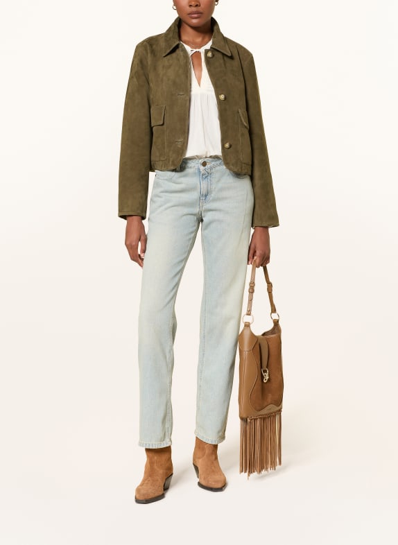 MRS & HUGS Veste en cuir OLIVE