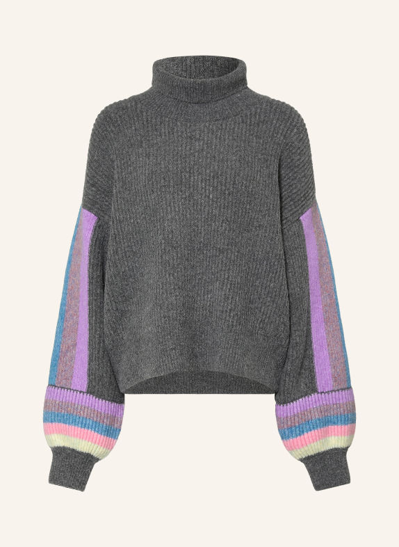 ELIAS RUMELIS Pull à col roulé ANILA GRIS / LILAS CLAIR / BLEU CLAIR