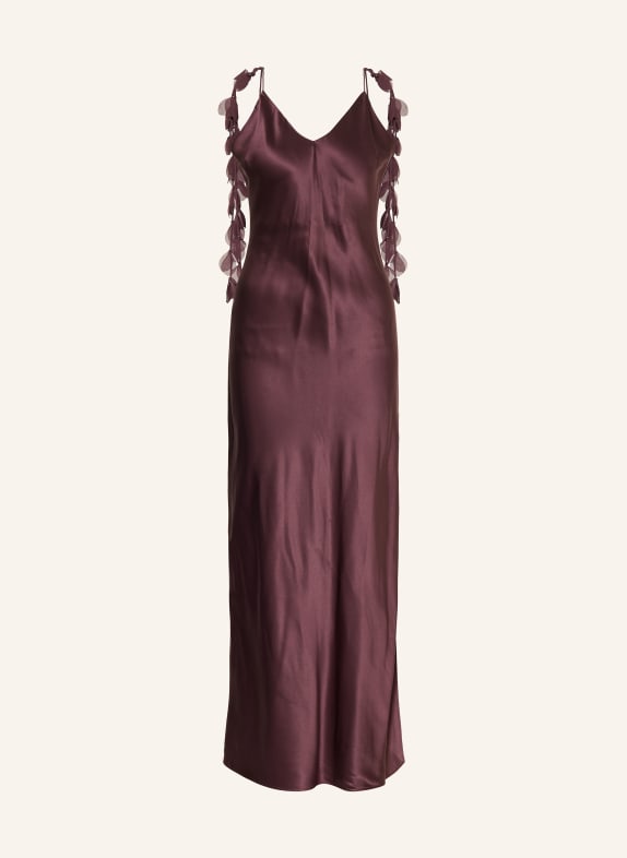 BY MALENE BIRGER PASCALE silk dress with gemstones DARK BROWN