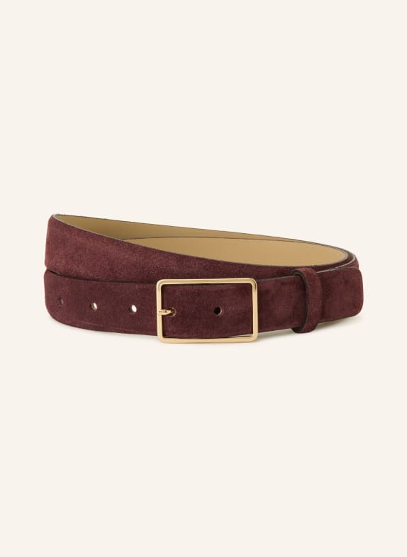 abro Leren riem DONKERROOD / GOUD