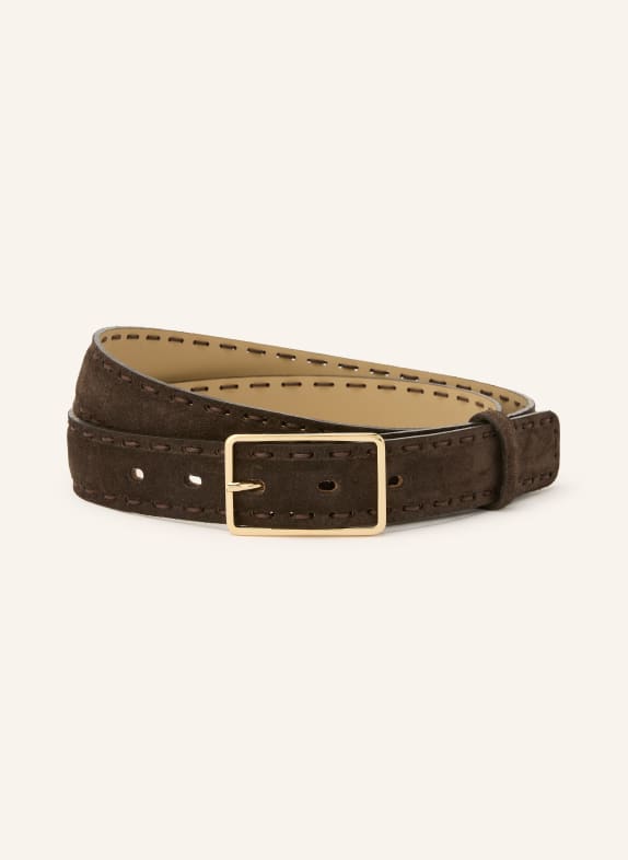 abro Leren riem MARRON FONCÉ / GOUD