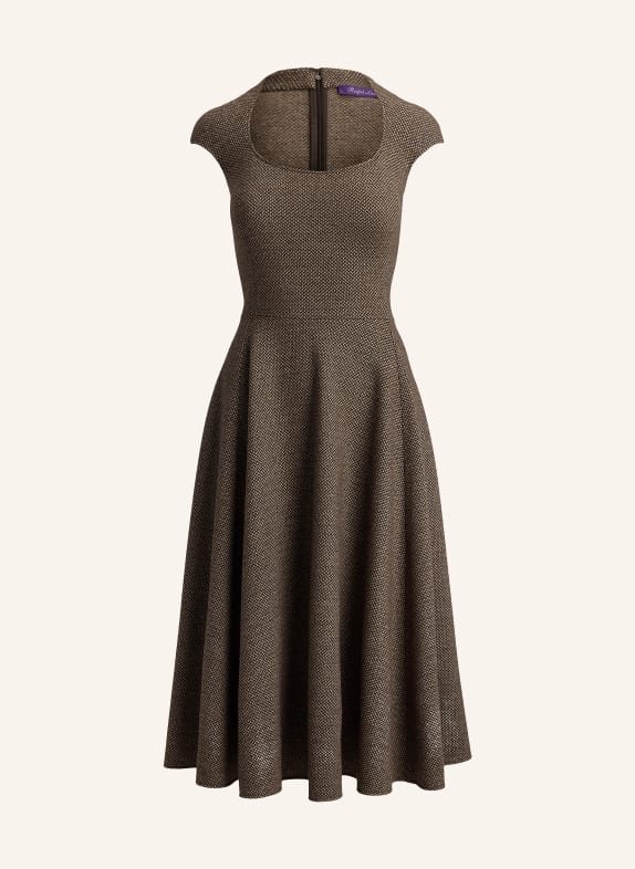 RALPH LAUREN Collection MAISEY dress with silk LIGHT BROWN / DARK BROWN